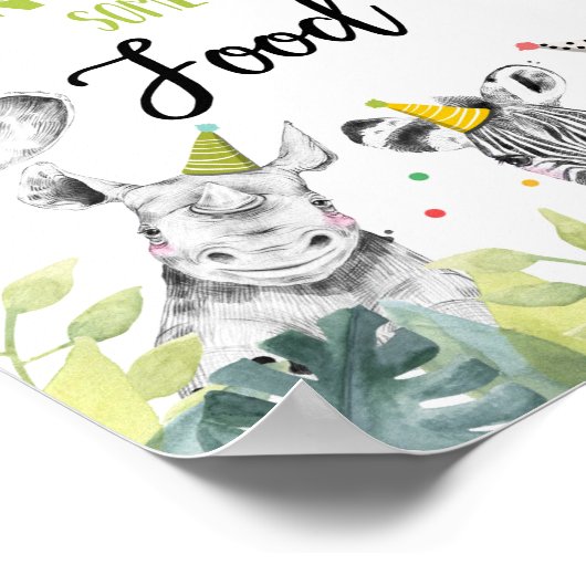 いくつかの楽しむ食品局優遇少年の誕生日のサイン ポスター (角)