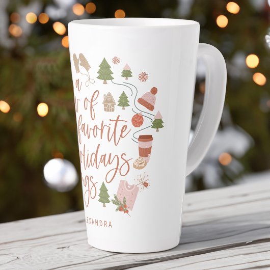 いくつかの私の休日のお気に入りの物事イラストレーション カフェラテマグ