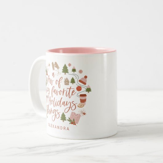 いくつかの私の休日のお気に入りの物事イラストレーション ツートーンマグカップ (正面左)