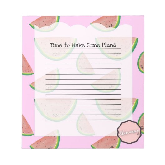 いくつかの計画を作成する時間、カスタマイズ可能なスイカ ノートパッド (正面)