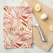 いくつかの赤い花または蝶を形成する繰り返し キッチンタオル (四つ折り)