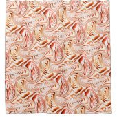 いくつかの赤い花または蝶を形成する繰り返し シャワーカーテン (正面)