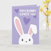 いくつかのbunny愛あなた可愛いハート紫バレンタイン カード (黄色い花)