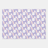 いくつかのbunny愛あなた可愛いハート紫バレンタイン ラッピングペーパーシート (正面3)