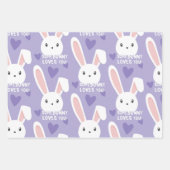 いくつかのbunny愛あなた可愛いハート紫バレンタイン ラッピングペーパーシート (正面)