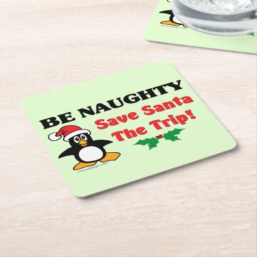 いけないがあって下さい! サンタを旅行救って下さい! スクエアペーパーコースター (アングル)