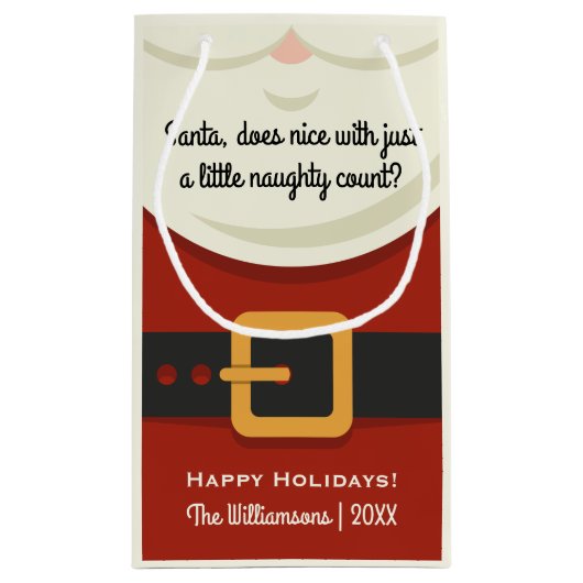 いけないですかニースクリスマスのサンタクロースのおもしろいなスーツ スモールペーパーバッグ (裏面)