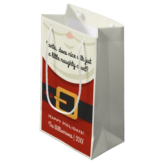 いけないですかニースクリスマスのサンタクロースのおもしろいなスーツ スモールペーパーバッグ (正面アングル)