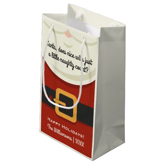 いけないですかニースクリスマスのサンタクロースのおもしろいなスーツ スモールペーパーバッグ (裏面アングル)