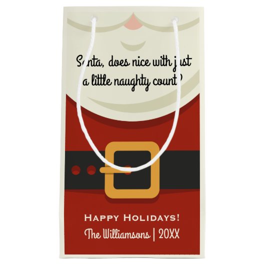 いけないですかニースクリスマスのサンタクロースのおもしろいなスーツ スモールペーパーバッグ (正面)