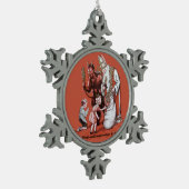 いけないですかニースKrampus及びサンタのクリスマスのオーナメント スノーフレークピューターオーナメント (左)