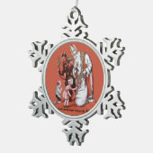 いけないですかニースKrampus及びサンタのクリスマスのオーナメント スノーフレークピューターオーナメント (右)