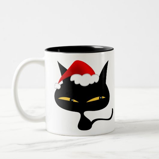いけないクリスマスの子猫のマグ ツートーンマグカップ (左)