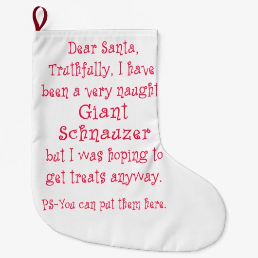 いけないジャイアント・シュナウザー ラージクリスマスストッキング (正面)