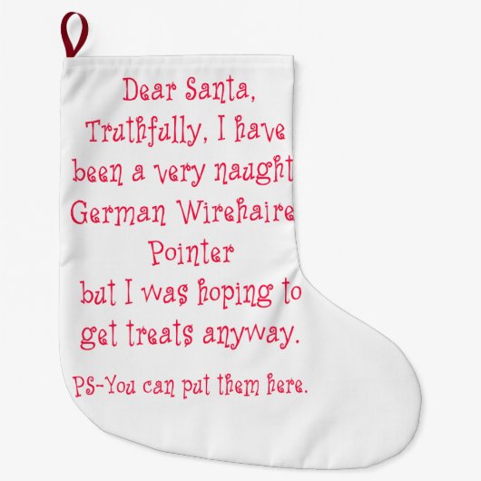いけないドイツのWirehairedポインター ラージクリスマスストッキング (正面)