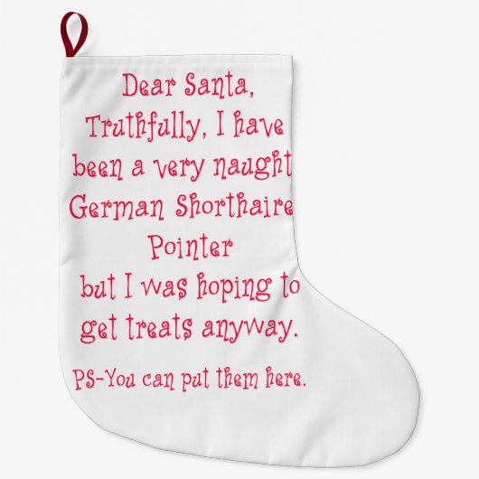 いけないドイツShorthairedポインター ラージクリスマスストッキング (正面)