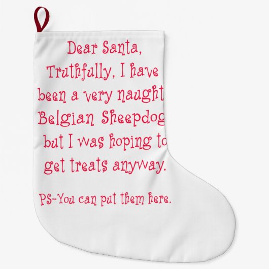 いけないベルギーの牧羊犬 ラージクリスマスストッキング (正面)