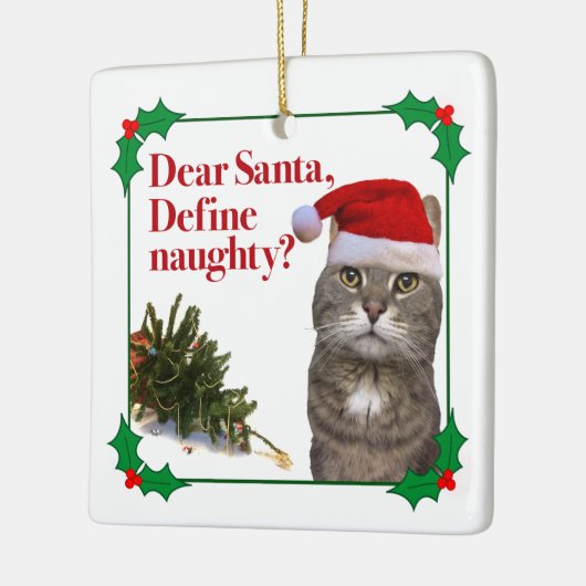 いけない猫のクリスマスの正方形のオーナメント セラミックオーナメント (左)