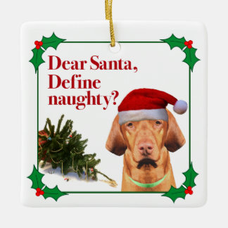いけないVizslaのクリスマスの正方形のオーナメント セラミックオーナメント