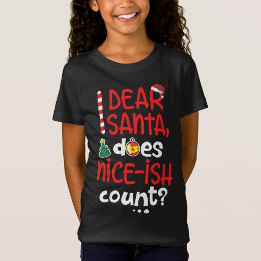 いけなおもしろい親愛Christmas Santa Does Nice-Ish C Tシャツ (正面)