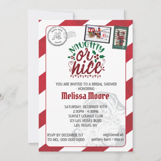 いけなまたはニースのサンタス文字の北極 招待状 (正面)