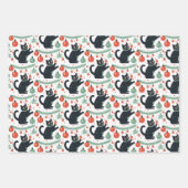 いけなオーナメント付きクリスマス猫 ラッピングペーパーシート (正面)