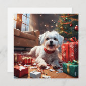 いけなクリスマスの子犬，かわいおもしろいい，漫画 シーズンカード (正面/裏面)