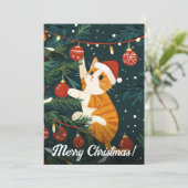いけなクリスマスキャット登山ツリーカスタム文字 シーズンカード (スタンド正面)