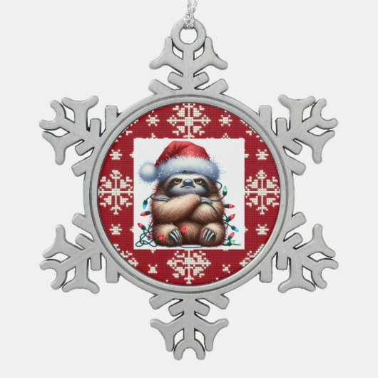 いけなクリスマス灯 スノーフレークピューターオーナメント (正面)