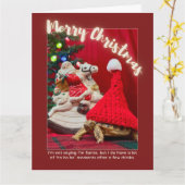 いけなサンタクロースのかわいいクリスマスカメ カード (黄色い花)