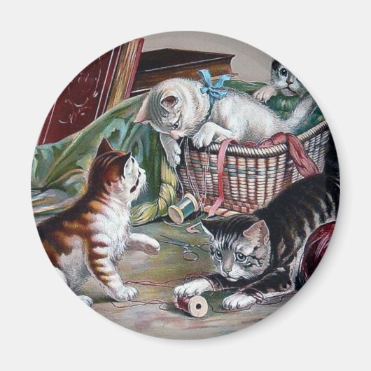 いけな猫遊と糸アンティーク術 マグネット (正面)
