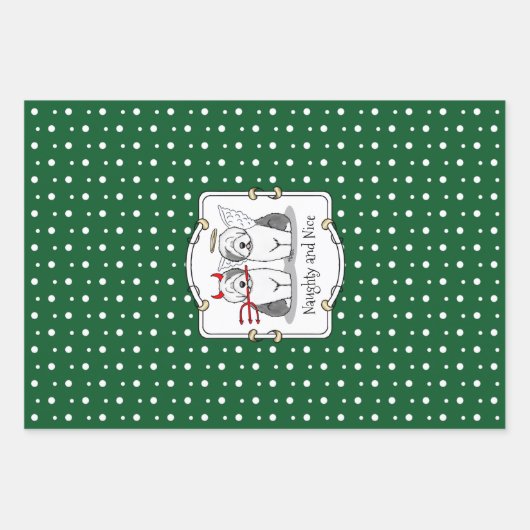 いけな&ニース古いイギリスのシープドッグ(グレー1) ラッピングペーパーシート (正面3)