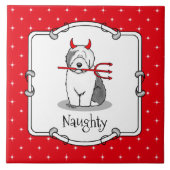 いけなDevil Old English Sheepdog (Gray 1) タイル (正面)