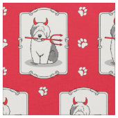 いけなDevil Old English Sheepdog (Gray 1) ファブリック (クローズアップ)