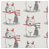 いけなDevil Old English Sheepdog (Gray 1) ファブリック (クローズアップ)