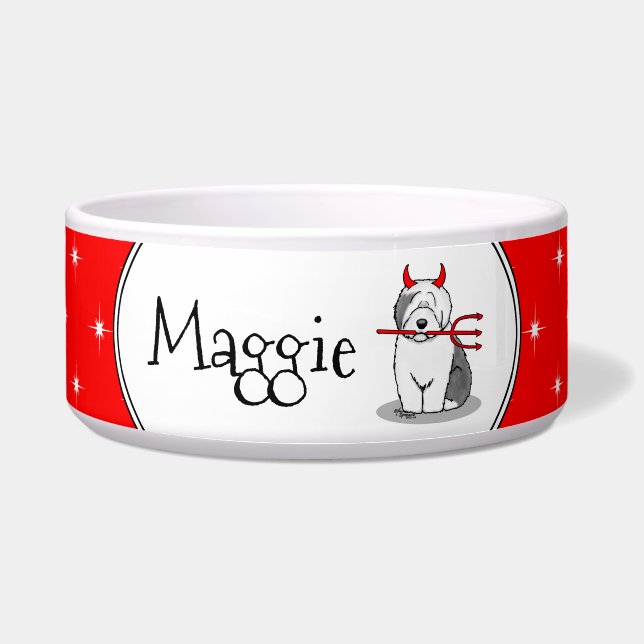 いけなDevil Old English Sheepdog (Gray 1) ボウル (正面)