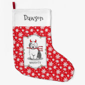 いけなDevil Old English Sheepdog (Gray 1) ラージクリスマスストッキング (正面)