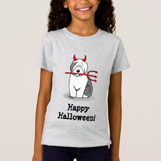 いけなDevil Old English Sheepdog (Gray 1) Tシャツ (正面)