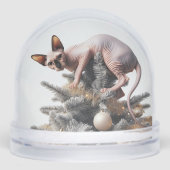 いけなSphynx Christmas Cat Snow Globe (正面)