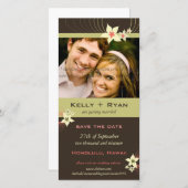 いけばなフランギパニピンクのトロピカルフラワー結婚ズ セーブザデート (正面/裏面)