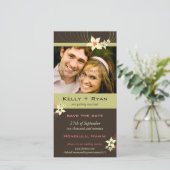 いけばなフランギパニピンクのトロピカルフラワー結婚ズ セーブザデート (スタンド正面)