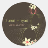 いけばなフランギパニピンクのトロピカルフラワー結婚ズ ラウンドシール (正面)