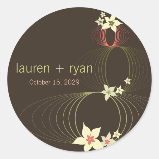 いけばなフランギパニピンクのトロピカルフラワー結婚ズ ラウンドシール (正面)