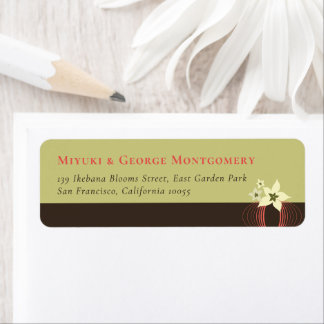 いけばなフランギパニピンクのトロピカルフラワー結婚ズ ラベル