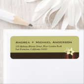 いけばなフランギパニピンクのトロピカルフラワー結婚ズ ラベル (インサイチュ)