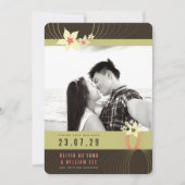 いけばなフランギパニピンクのトロピカルフラワー結婚ズ 招待状 (正面)