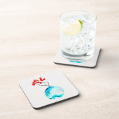 いけばな青い花瓶の水彩画 コースター (右側)