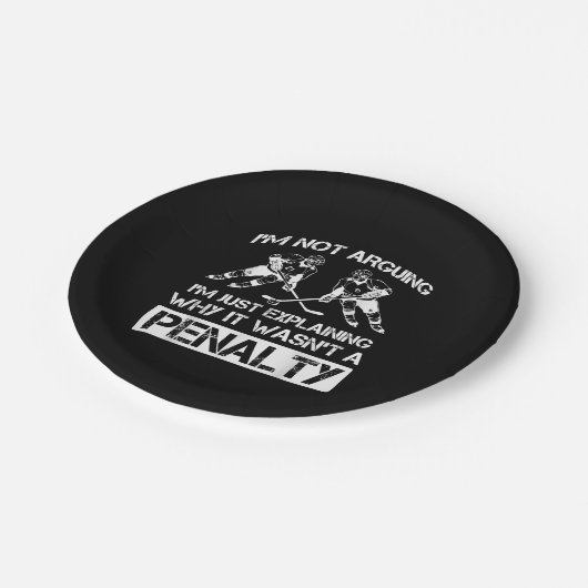 いじめっおもしろいたペナルティについて議論するアイスホッケー選手 ペーパープレート (アングル)