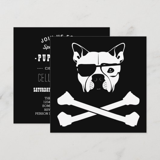 いじめられやすい犬種と髑髏 招待状 (正面/裏面)