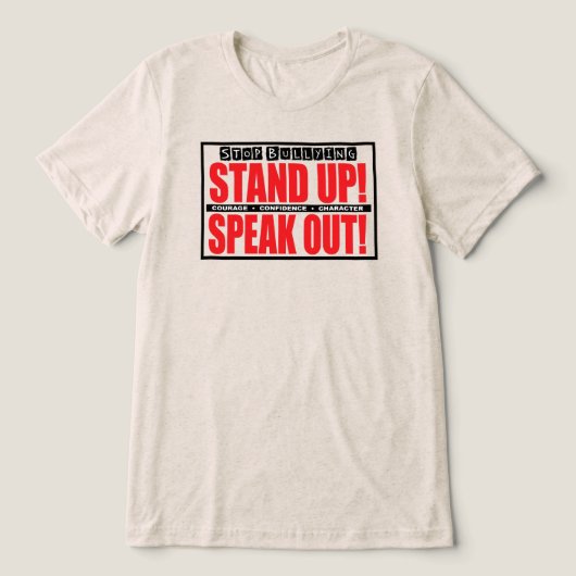 いじめをやめよう - 声を上げて立ち向かおう トライブレンドＴシャツ (デザイン正面)
